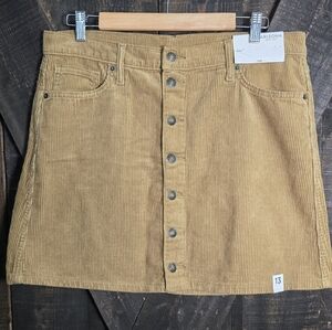 Arizona Jean Co. Corduroy Button-Front Skirt - Tan Jrs Large NWT